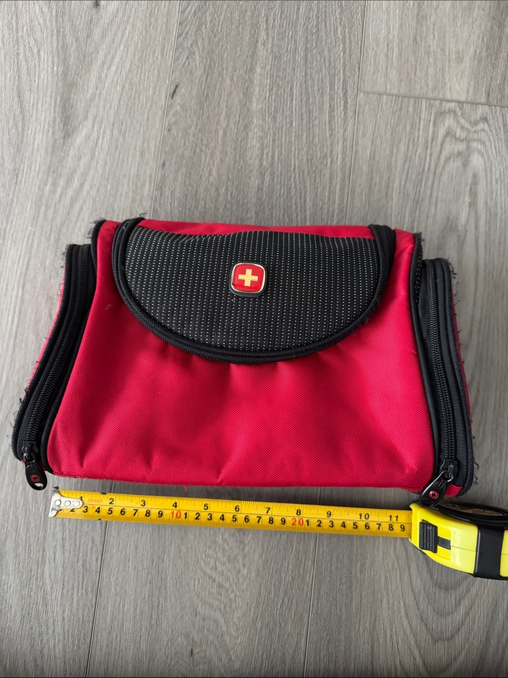 Swiss Tech Red Travel Toiletry Case with Black Accent